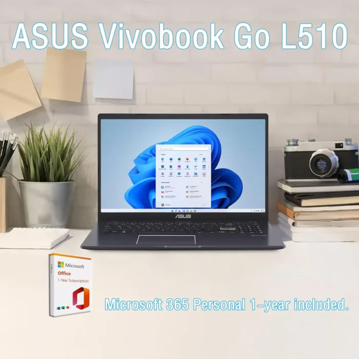 ASUS Vivobook Go 15 L510 Laptop, 15.6" FHD, Intel Celeron N4020 Processor, 4GB DDR4 RAM 128GB Storage, 1-Year Microsoft 365, Thin & Light, Win 11 Home S, W/Wireless Mouse