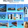 Xgody Unlocked Cell Phones V50, 4GB+64GB ROM, 6.52'' HD Incell Screen Smartphone, Dual 4G LTE Unlock Android Phone, 13MP+5MP Camera, Face Unlock, 4500mAh Battery Mobile Phone (Purple)