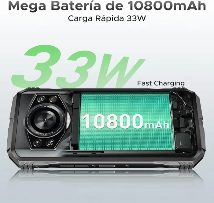 DOOGEE S Cyber Pro Rugged Smartphone Unlocked, 32GB+512GB Rugged Phone Android 14, 10800mAh Battery, 6.6" FHD+120Hz Waterproof Phone, 50MP+32MP, IP68/IP69K/Dual SIM/NFC/OTG/Face ID,Silver