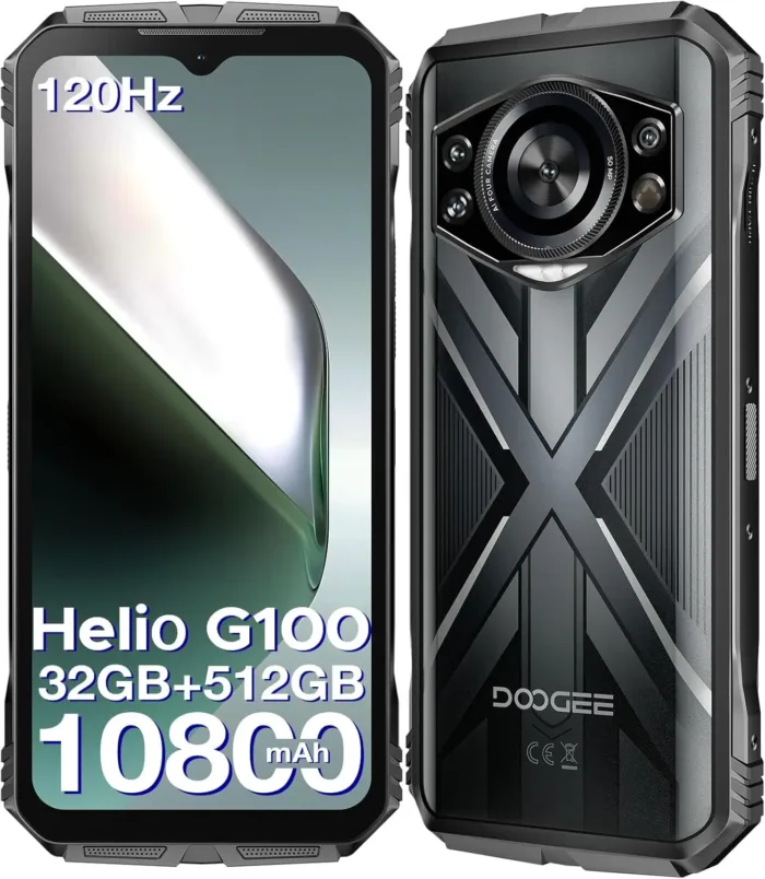 DOOGEE S Cyber Pro Rugged Smartphone Unlocked, 32GB+512GB Rugged Phone Android 14, 10800mAh Battery, 6.6" FHD+120Hz Waterproof Phone, 50MP+32MP, IP68/IP69K/Dual SIM/NFC/OTG/Face ID,Silver