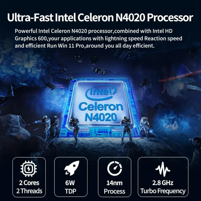 10.1 inch Ultra-Thin Portable Mini Laptop,Celeron N4020 Processor (up to 2.8Ghz), 8GB RAM DDR4,Weight only About 0.8Kg,Built-in Webcam, WiFi, Easy to Carry (Gray, 8G+128GB SSD)