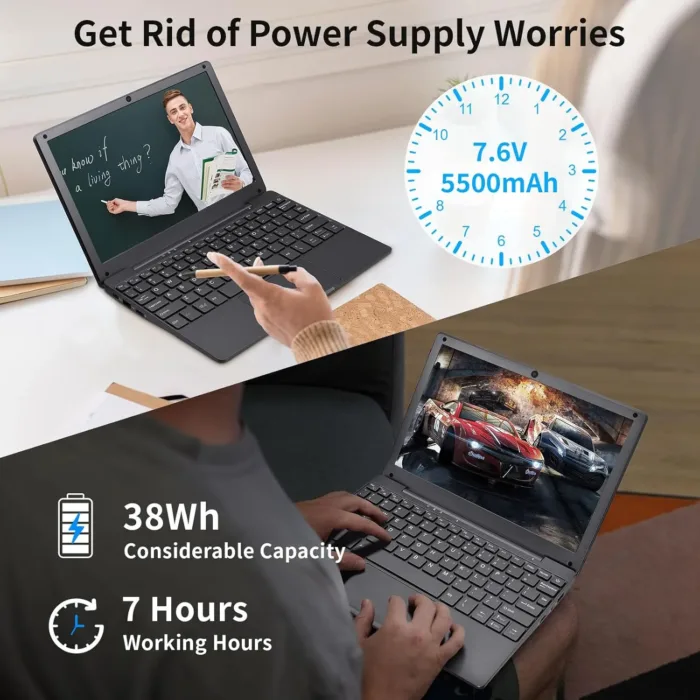 10.1 inch Ultra-Thin Portable Mini Laptop,Celeron N4020 Processor (up to 2.8Ghz), 8GB RAM DDR4,Weight only About 0.8Kg,Built-in Webcam, WiFi, Easy to Carry (Gray, 8G+128GB SSD)