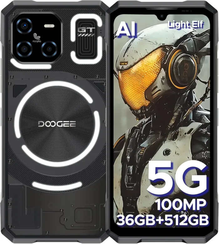 DOOGEE Blade GT Ultra 5G Rugged Smartphone with LED Light Effect, 36GB+512GB/2TB DDR5 Rugged Phone,4nm Dimensity D7300,6.72" FHD+120Hz, AI 100+32MP Android 14 Gaming Phones,Face & Finger ID/WIFI6