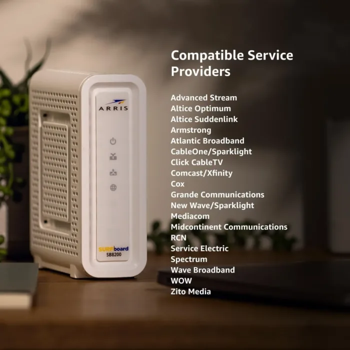 ARRIS (SB8200) - Cable Modem - Fast DOCSIS 3.1 32x8 Gigabit Cable Modem , Approved for Comcast Xfinity, Cox, Charter Spectrum, & more | 1 Gbps Max Internet Speed, 4 OFDM Channels