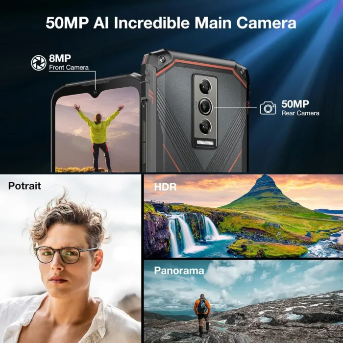 DOOGEE Blade10 Pro(2025) Android 15 Rugged Phone,10.7mm Ultra-Thin,30GB+256GB/TF 2TB,6.56”HD+90Hz Rugged Smartphone,5150mAh,50MP+8MP Camera,NFC/Widevine L1/Face ID/IP68/IP69K/3 Card Slot(Red)
