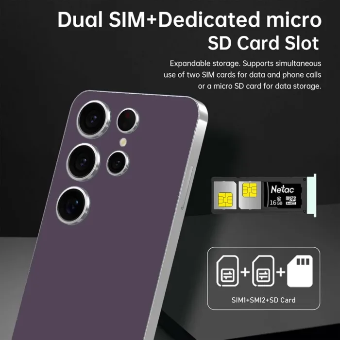 C24 Unlocked Android Phones, 4GB+128GB Cell Phones, 6000mAh Long Battery Life 64GB SD Card Snapdragon CPU, 6.3 inch Screen Smartphone Unlocked, 4G/Dual SIM/Face ID (Purple)
