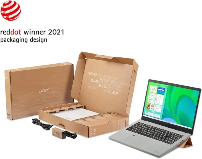 Acer Aspire Vero AV15-51-7617 Green PC | 15.6" FHD IPS 100% sRGB-Display | 11th Gen Intel Core i7-1195G7 | Intel Iris Xe Graphics | 16GB DDR4 | 512GB NVMe SSD | Wi-Fi 6 | PCR Materials | Vero-Sleeve