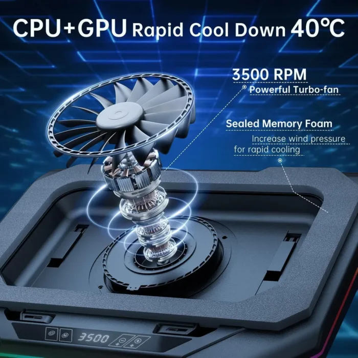 Cooling Pad for Dell Alienware m18 R2 R1 18 inch Gaming Laptop, It is a Well Deserved Heat Dissipation Monster,Cooler with Powerful Turbo Fan Can Fast Cooling,6 RGB Light Mode,Touch Start ﻿