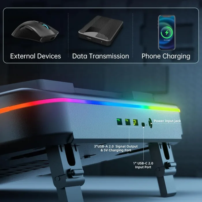 Cooling Pad for Dell Alienware m18 R2 R1 18 inch Gaming Laptop, It is a Well Deserved Heat Dissipation Monster,Cooler with Powerful Turbo Fan Can Fast Cooling,6 RGB Light Mode,Touch Start ﻿