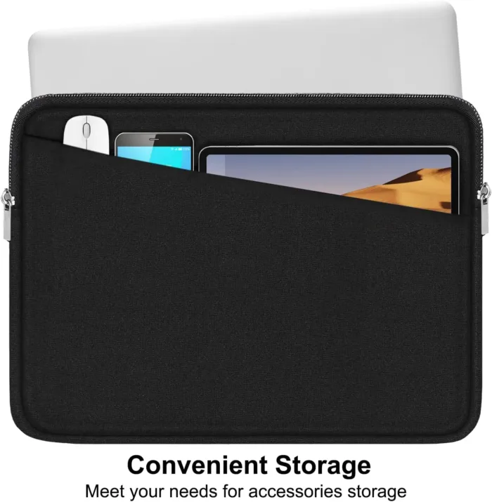 15.6 inch Laptop Sleeve, Durable Computer Carrying Bag Protective Case Briefcase Handbag with Front Pocket, Slim Cover for 15-16 Inch HP, Dell, Lenovo, Asus, Notebook, Black