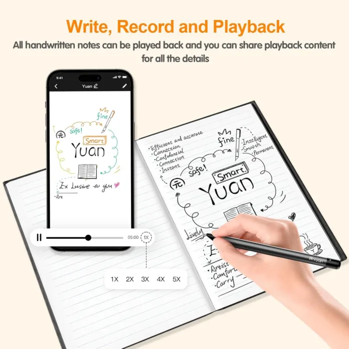 Digital Notebook with Smart Pen, Real-time Sync for Digitizing, Bluetooth Wireless Paper for Note-taking, Smart Writing Set Store Handwritten Notes Digitally, with Connected Notebook Notes App