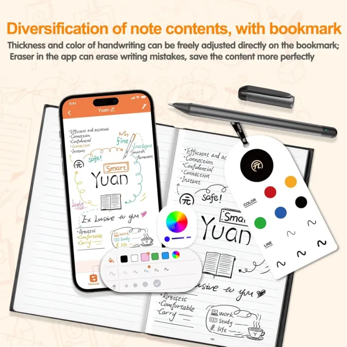 Digital Notebook with Smart Pen, Real-time Sync for Digitizing, Bluetooth Wireless Paper for Note-taking, Smart Writing Set Store Handwritten Notes Digitally, with Connected Notebook Notes App