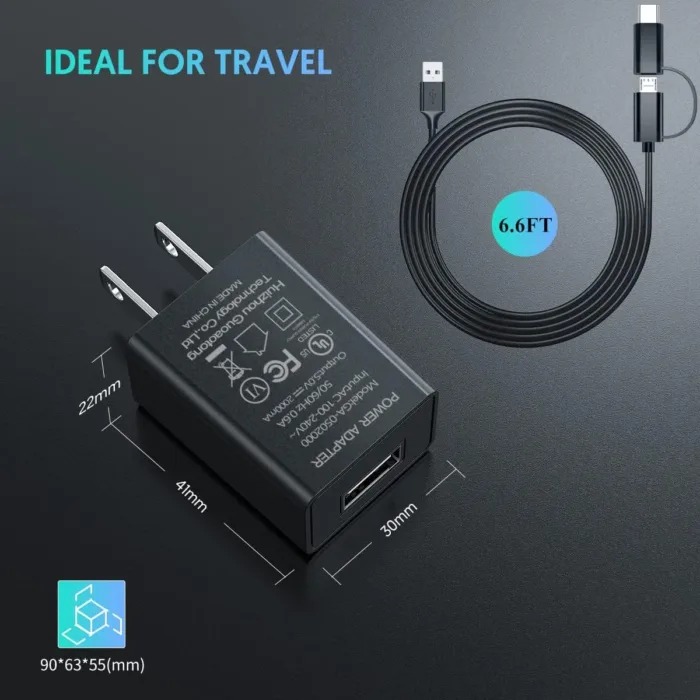 Fast Charger Compatible for Fire UL Listed AC Adapter 2A Rapid Charger with 6.6Ft Micro-USB Cable for All-new Fire 7 HD 8 10 Plus Tablet, Kids Pro, Kids Edition, HD HDX 7” 8.9” (Black) - Image 5