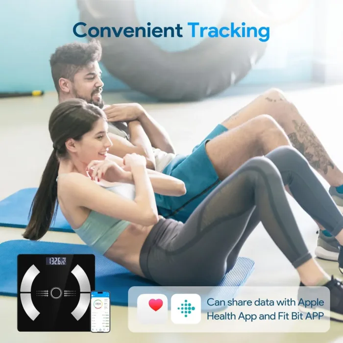 Digital Simple and Practical Body Fat Scale with Led Display, Bathroom Scale, Body Composition Analyzer with Smartphone Application and Bluetooth synchronous Scale