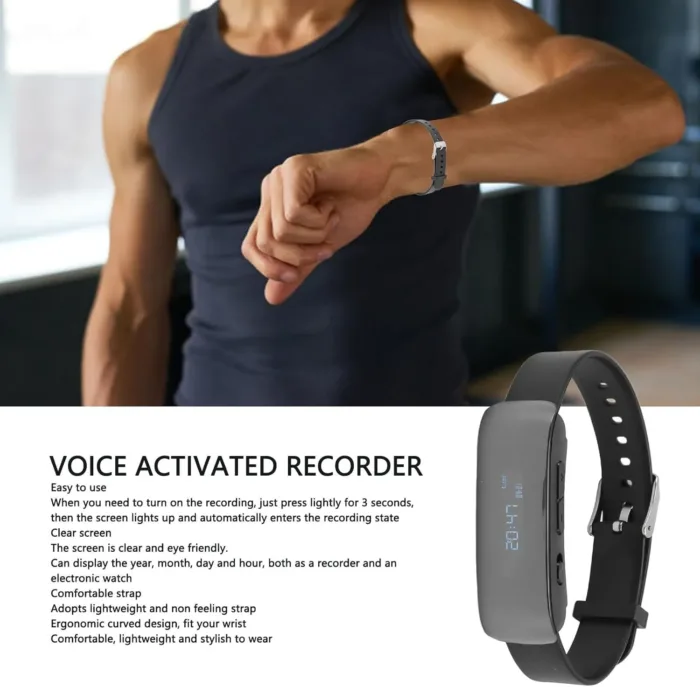Digital Voice Recorder Watch, Bracelet Recording Device with 90mAh Battery, Wristband, MP3 Recorder with Timing Recording Audio Device, Watch Voice Activated Recorder (4G)