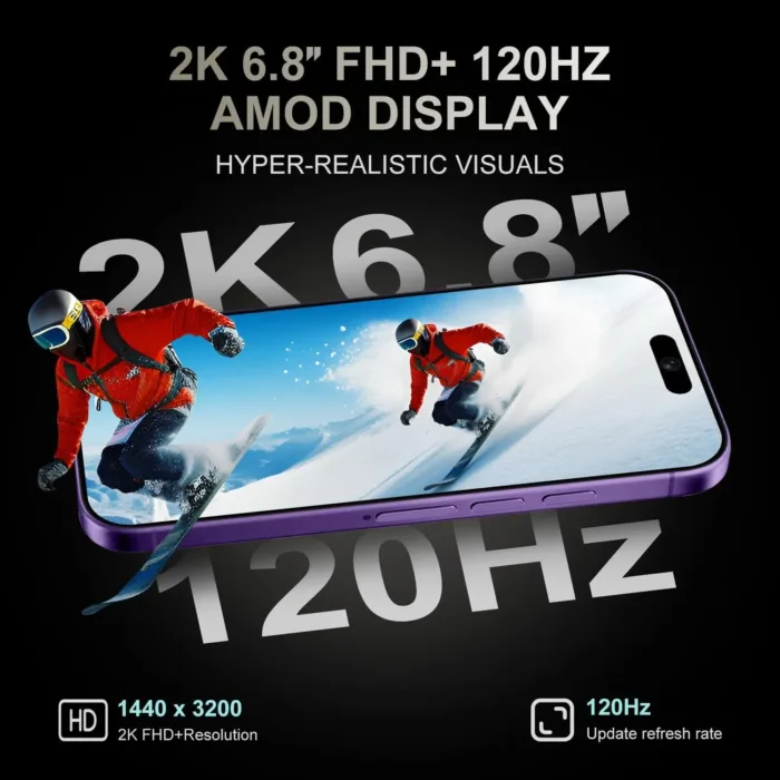 A15 Promax, 5G Net Unlocked Cell Phone, 8+512GB Android Phones, Android 14.0, 120Hz,108MP Camera, 5G Dual SIM Smartphone, 6800 mAh Battey Android Phone, Unlocked for All Carriers (Purple)