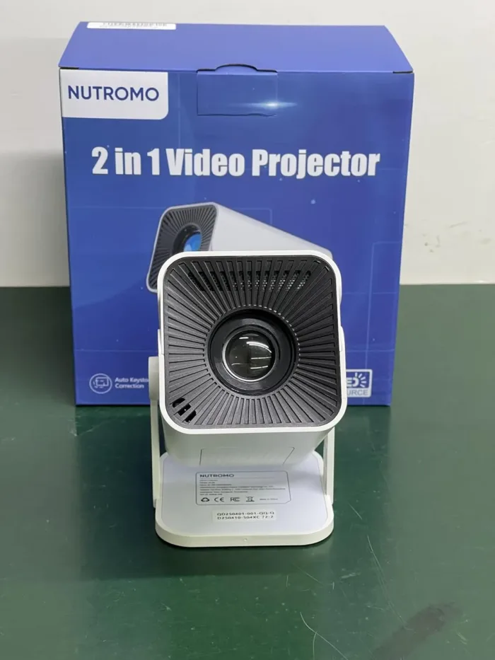 [Built-in Apps & Electric Focus] Smart Mini Projector with WiFi and Bluetooth, 270°Rotatable Portable Movie Projector 4K 1080P Support, Auto Keystone Proyector for Smartphone/TV Stick/Laptop/HDMI