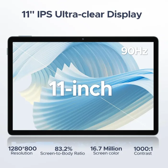 DOOGEE Android 15 Tablet, 11 inch Android Tablet 16GB+128GB/2TB TF Octa-Core,90Hz Display, 8580mAh, Netflix 1080P,Bluetooth 5.0+5G WiFi, 13MP+5MP, Face ID,Metal Body-Black