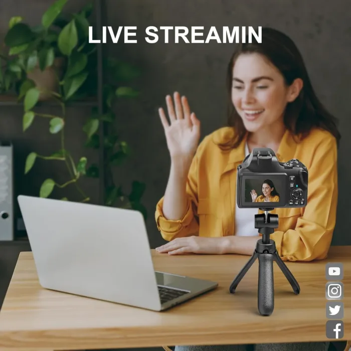 4K Digital Camera with 40X Zoom，64MP DSLR Camera for Photography Beginners，Autofocus 1080P HD Vlogging Camera with EIS，32GB SD Card，2 Batteries (2501)