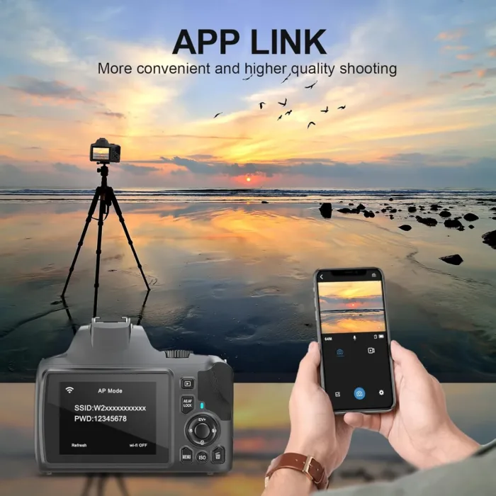 4K Digital Camera with 40X Zoom，64MP DSLR Camera for Photography Beginners，Autofocus 1080P HD Vlogging Camera with EIS，32GB SD Card，2 Batteries (2501)