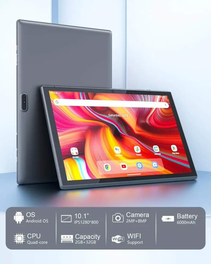 ZZB Android Tablet 10 Inch Tablets, 32GB ROM 1TB Expand，6000mah Battery, Quad-Core Processor 2GB RAM Tableta, 8MP Camera WiFi 10.1'' IPS HD Touch Screen 10 in Android Tablet.