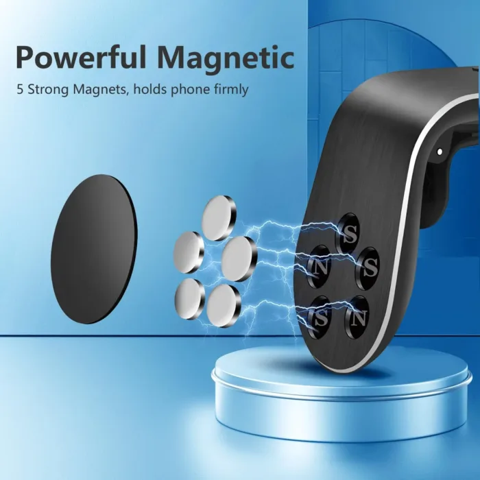 2PCS Mobile Phone Navigation Magnetic Bracket, L Type 360° Rotatable Car Phone Mount, Magnetic Navigation Bracket for Any Smartphone (Black) - Image 4