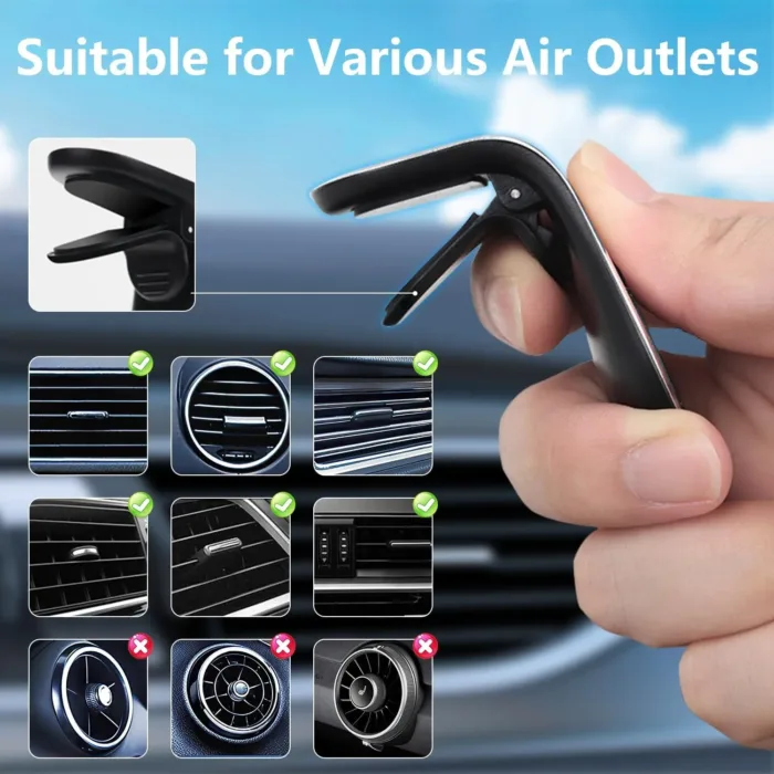 2PCS Mobile Phone Navigation Magnetic Bracket, L Type 360° Rotatable Car Phone Mount, Magnetic Navigation Bracket for Any Smartphone (Black) - Image 5