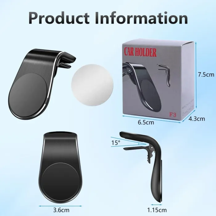 2PCS Mobile Phone Navigation Magnetic Bracket, L Type 360° Rotatable Car Phone Mount, Magnetic Navigation Bracket for Any Smartphone (Black) - Image 7
