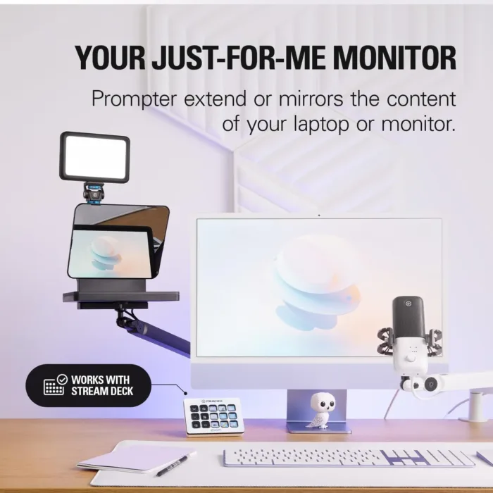 Elgato Prompter – Teleprompter with Built-in Screen for YouTube, Twitch, Zoom, MS Teams and More, Supports DSLR/Webcam/Smartphone, Drag & Drop Monitor Display, Works with Mac/PC & Stream Deck - Image 4