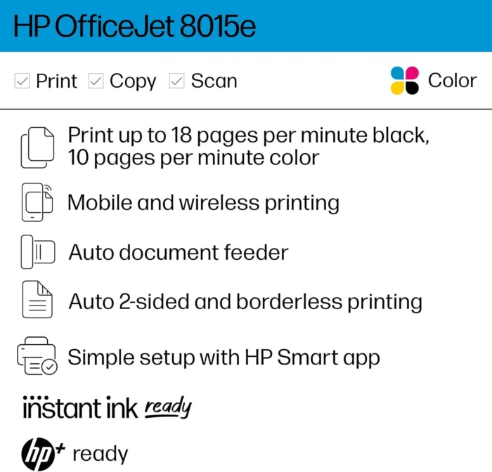 HP OfficeJet 8015e Wireless Color All-in-One Printer, 6 months of Instant Ink included - Image 3