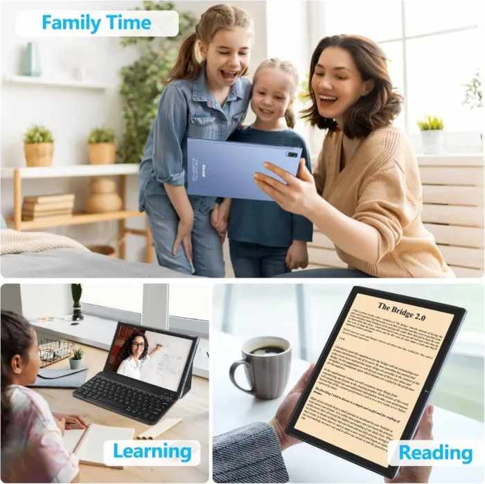 2025 Android Tablet with Keyboard 12GB RAM 128GB ROM 1TB Expand, Octa-Core, 8000mAh 10 Inch Android 13 Tablets with 5G+2.4G WiFi, HD IPS Touchscreen, Case, Mouse, GPS, Split Screen, Metal Body -Blue
