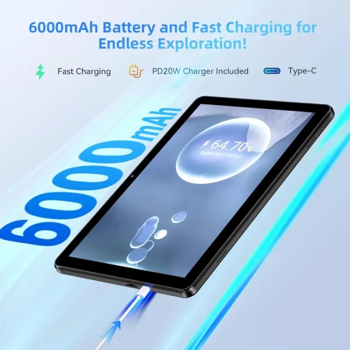 2024 New Tablet 10 inch Android 14 Tablets, 10(4+6)GB RAM+128GB ROM+1TB Expand, Octa-Core 2.0GHz, 1280 * 800 IPS Incell Display, 6000mAh, 5MP+8MP Camera, 5G+2.4G Wi-Fi/Bluetooth 5.4, Widevine L1