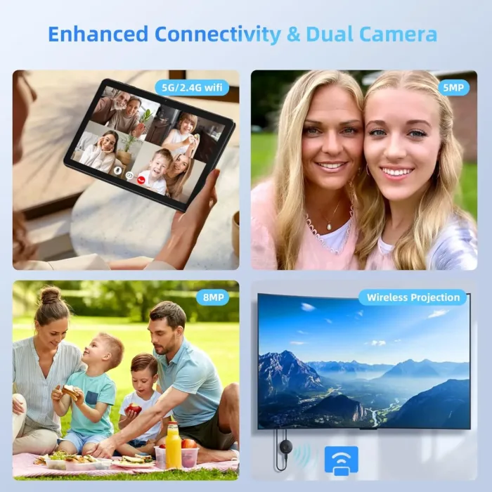 2024 New Tablet 10 inch Android 14 Tablets, 10(4+6)GB RAM+128GB ROM+1TB Expand, Octa-Core 2.0GHz, 1280 * 800 IPS Incell Display, 6000mAh, 5MP+8MP Camera, 5G+2.4G Wi-Fi/Bluetooth 5.4, Widevine L1