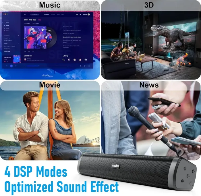Dnil Portable Wireless Speaker Home Bluetooth Sound Bar Compatible with PC, Laptop, Smartphone