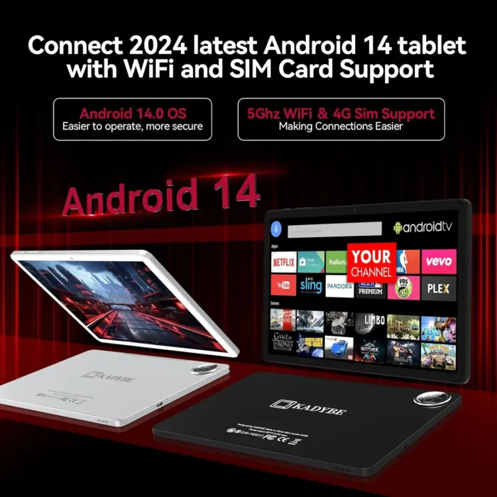 2025 Latest 11 inch Tablet, Android 14 Tablets with 16GB RAM 128GB ROM 1TB Expandable, Dual 4G Tablet with Keyboard, 8000mAh Battery, Octa-Core Tableta with 21 MP Camera, 11" Incell HD Tablets