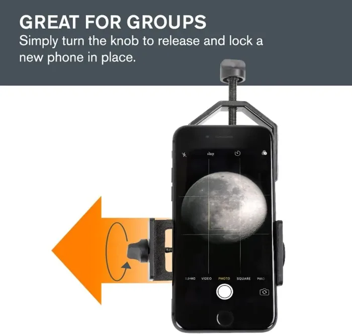 Celestron – Smartphone Photography Adapter for Telescope – Digiscoping Smartphone Adapter – Capture Photos and Video Through Your Telescope or Spotting Scope Eyepiece