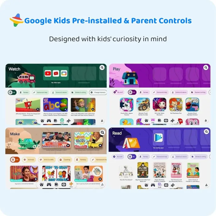 2025 Kids Tablet, Octa-core, Android 14 Tablet for Kids with Case, 6000mAh Battery with Kids Space, Parental Control, Dua l WiFi6, Kids App Pre-Installed, Great Gift for Children
