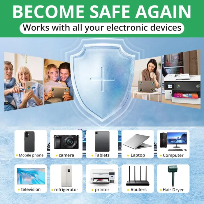 6 Pcs Cell Phone Protection Stickers Neutralizers for Smartphones, Tablets, Laptops, Computers, WiFi, TV, Monitors - All Devices