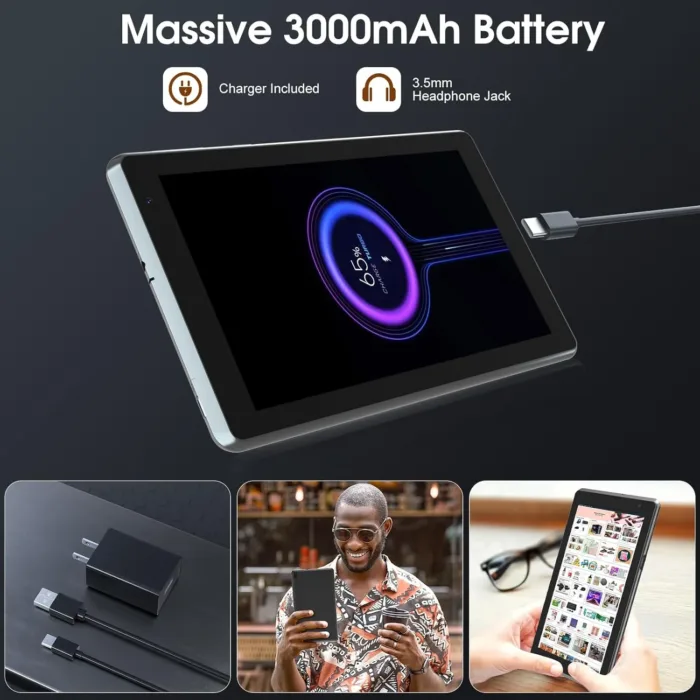 7 inch Tablet, Android 11 Tablet with, 2GB+32GB+1TB (Expand), Quad-Core, BT, Wi-Fi, Educational, Music, Dual Camera