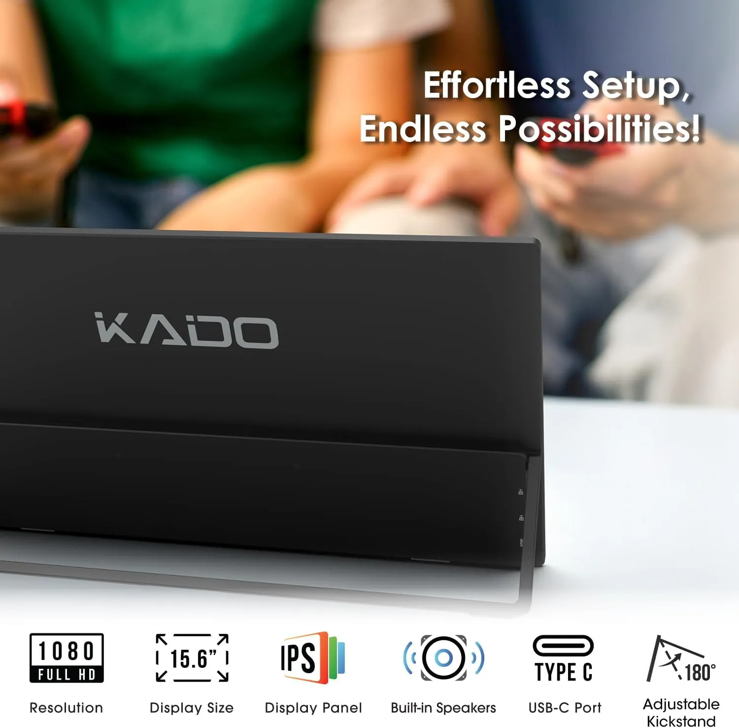 Kado Dual Portable Monitor Setup - 2-Pack 15.6" FHD for Laptop, 1920x1080 IPS HDMI USB Type-C Screen Extender, Built-in Speakers, Stacked Setup for Office Gaming Daytrading - Image 10