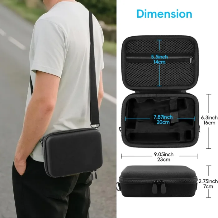 co2CREA Osmo Mobile 7P/7 Gimbal Stabilizer Hard Case - Waterproof Travel Storage Box with Custom Foam Insert & Mesh Pocket for DJI OM Mobile 7P Smartphone Gimbal, Accessories, Cables (Black Case)