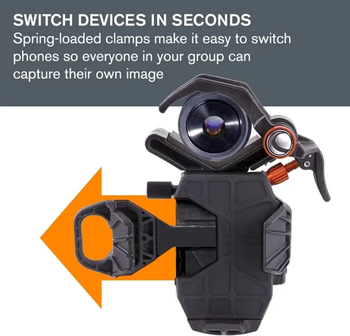 Celestron – NexYZ – 3–Axis Universal Smartphone Adapter for Telescope – Digiscoping Smartphone Adapter – Capture Images and Video Through Your Telescope or Spotting Scope