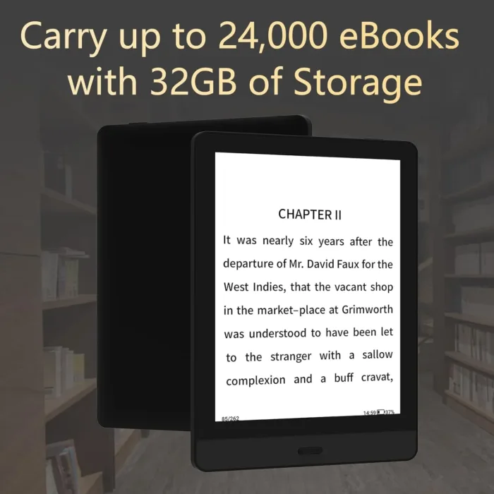 Bigme ePaper Tablet eBook Reader 32GB 6 Inch Black and White Display, Brightness Adjustment,Page Turn Button