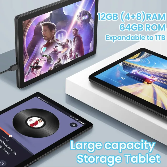 2025 Android Tablet, 10.5 Inch Android 14 Tablet Octa-Core, 12GB RAM+64GB ROM 1TB Expand, 2+8MP Camera, BT5, Tablets PC 2.4/5G WiFi 6,1080 IPS FHD Screen, Tablets Android Gifts for Men Women