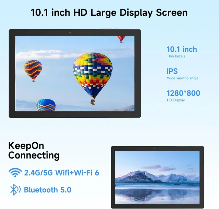 10.1 inch Tablet, Andaroid 14 tablet, 6GB RAM 32GB ROM 1TB Expand, Quad Core Processor, 2MP+8MP Dual Camera, Bluetooth, WiFi 6, 6000mAh Battery, IPS High Definition Screen, Powerful Tablet.