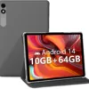 10.1'' Android 14 Tablet, Black, 10GB RAM+64GB ROM, Widevine L1, HD IPS Display, 6000mAh Battery, Dual-Band Wi-Fi, Bluetooth 5.0, 1TB Expandable Storage