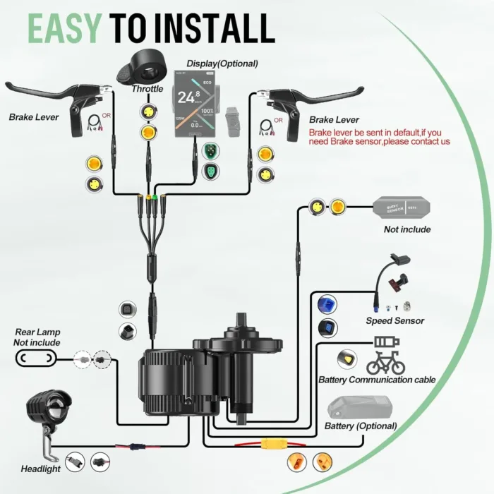 BAFANG Mid Drive Kit 750W 1000W 500W BBS02B BBS-HD Electric Bike Conversion Kit 48V 52V Ebike Conversion Kit for 68-73MM Mountain Bike Road Bike with Battery and Display(Optional)