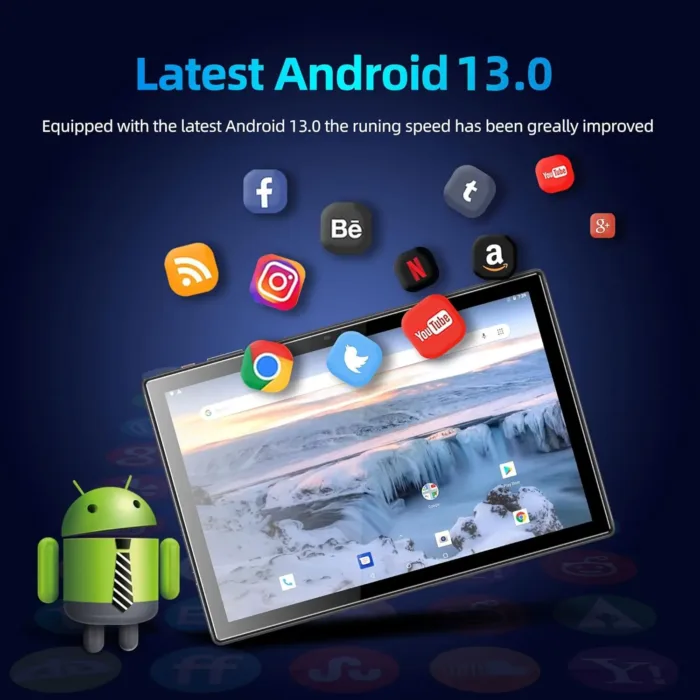 BYYBUO A10_L 10.1 inch Tablet, 4GB RAM 64GB ROM | Android 13 Tablets, Quad-Core Processor, 5000mAh Battery, 1280x800 IPS HD Touchscreen, 5MP+8MP Camera, Bluetooth, WiFi, Grey