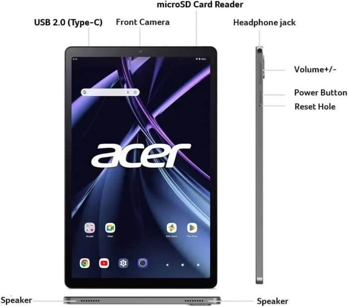 Acer Iconia Tab A11 A11-11-A921 Tablet | 11" 1920 x 1200 IPS 16:10 Touch Display | Allwinner A523 Octa-Core CPU | 4GB RAM | 128GB eMMC | WiFi-6 | 5MP & Rear 8MP Webcam | Android 14
