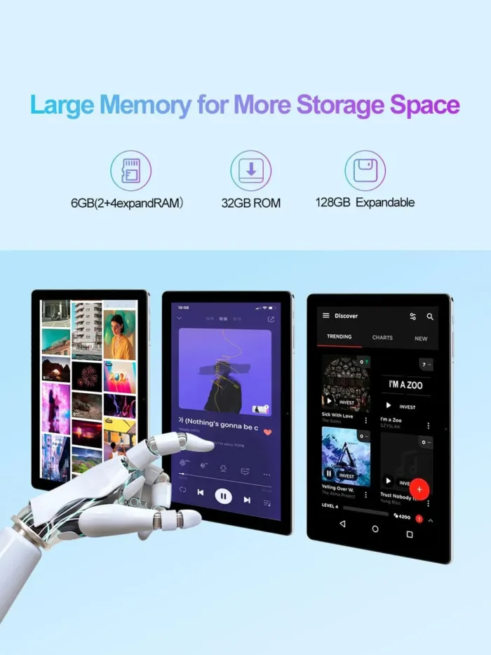 Android Tablet 10 Inch, 6GB (2+4 Expand) RAM 32GB ROM & 512GB Expandable Android 12 Tablet, 1280x800 IPS HD Touch Screen Tablets, 2+5Mp Dual Camera, WiFi 6, BT5.2, 6000Mah Long Lasting Battery